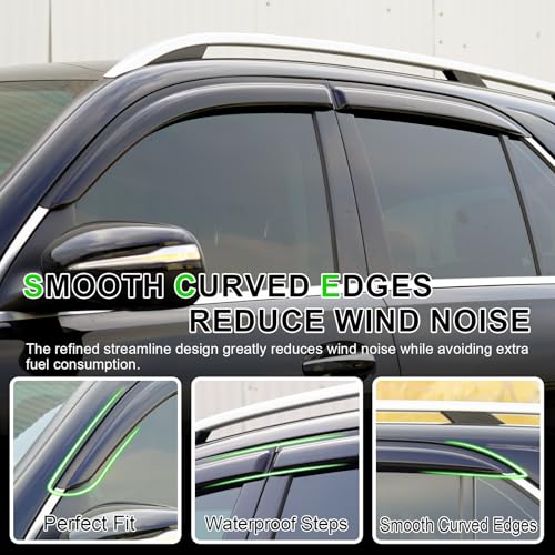 Image of Outside-Mount Window Visors Rain Guards for 2025 2026 Toyota 4Runner Full-Size Wind Vent Deflectors Car Accessories Dark Smoke 4-Piece Set with Thicker