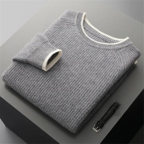 Men’S Merino Wool Knitted Sweater O-Neck Loose Pullover Long-Sleeve Thicken Work Jumpers for Business2