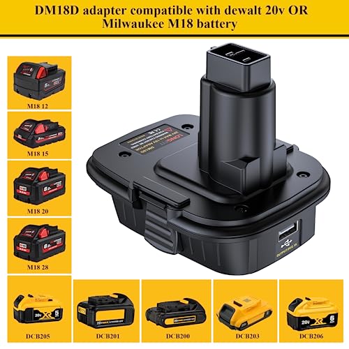Image of Replace for DEWALT Battery Adapter 20V to 18V, Convert M-18Battery to DW Tools, Compatible with Dewalt 20V & M-18 Batteryfor DW Tools