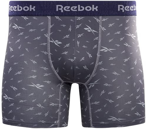 Reebok Men's 4 Pack Boxer Briefs - Mid Rise, Large, Navy Solid, Stretch, Polyester/Spandex Blend, Machine Washable, 4 Count4