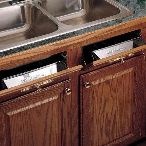 Image of Rev-A-Shelf 16 inch Tip Out Tray with Soft Close for Sink Base Cabinets, Storage Organizer for Kitchen, Laundry Room, or Vanity Cabinets, 6581-16SS-SC-1