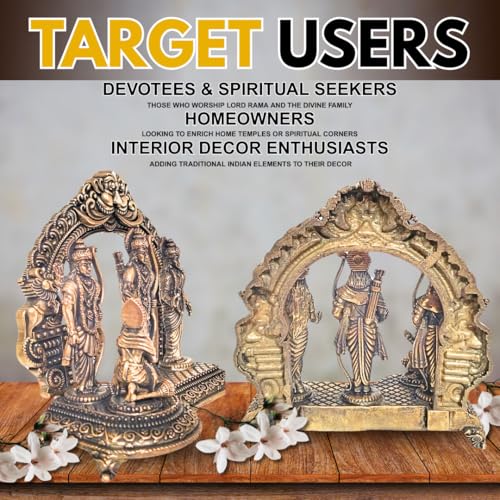 BEXCO Traditional Ram Darbar Brass Statue,Height 4" inch (Approx.) Antique Gold Finish, Religious Temple Decor, 10 x 5 x 11 cm (Approx.) for puja, Diwali puja Gifting. by BEXCO - Used condition - Image 4