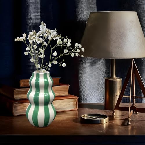 Vase en céramique haut de gamme à rayures géométriques épurées