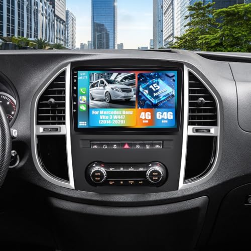 CAMECHO 4G+64G Android 15 Carplay Autoradio para Mercedes Benz Vito 3 W447 (2014-2020), Doble DIN Wireless Carplay autorradio con Pantalla de 10.1'' con Bluetooth5.0 RDS/FM Mirror Link 32EQ +Cámara