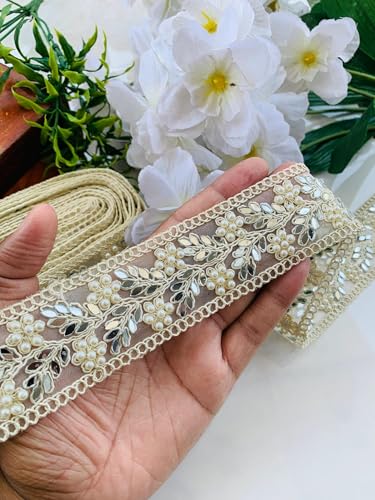 Bordure métallique dorée avec perles ruban miroir pour customisation