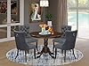 East West Furniture HLDA5-MAH-13 5 Piece Kitchen Table Set Includes a Round Dining Table with Pedestal and 4 Polyester Fabric Parson Chairs, 42x42 Inch, Mahogany #1
