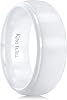 King Will Ceramic Wedding Band for Men Women-6-8mm Width Black & White with Multi Style Design Promise Rings Comfort Fit Size 7-14