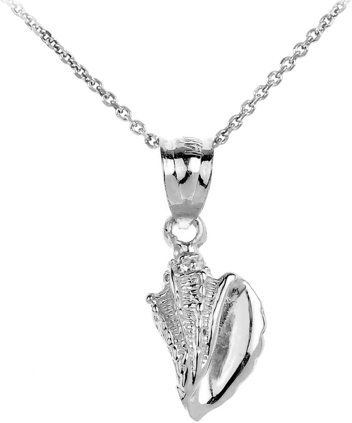 Dainty 925 Sterling Silver SeaShell Charm Pendant Necklace, 22"