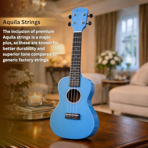 Image of Vault UK-003 Concert Colourful Ukulele 23 Inch with Gig Bag - Blue