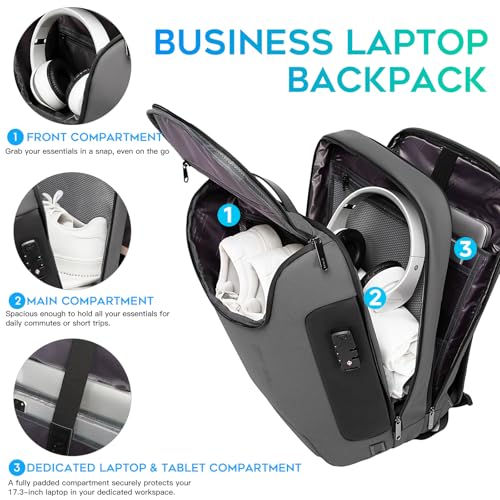 Image of BANGE Anti-Theft Backpack with USB Charging Port 17.3 Inch Business Laptop Backpack