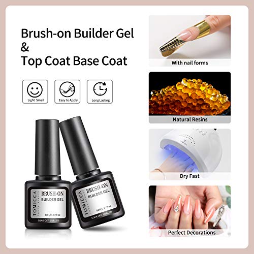 TOMICCA Builder Gel Kit, 6 kleuren builder gel kit, nagel afwerking tool met top base coat nagel mold voor beginners en… - Afbeelding 8