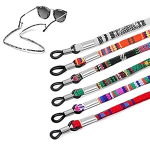 Jurxy 6 stuks brillenkettingen, grof katoen, brillenketting, sportbrilbanden in kettingen, brillen, halssnoer…