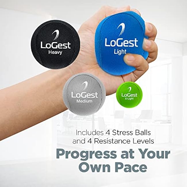 Logest Hand Stress Ball - Stress Reliever and Hand Exercise Ball - Available in 5 Levels