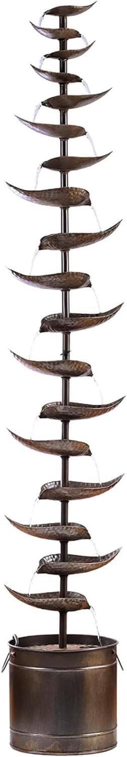 Silver Metal Tiered Leaves Fountain