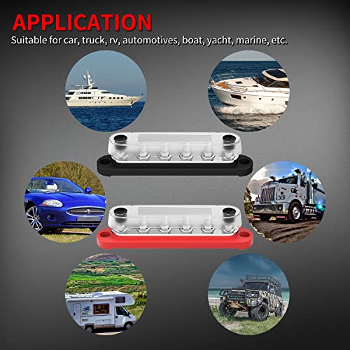 Daiertek Marine Bus Bar 12V 6 X 1/4" (M6) Terminal Studs 12V Bus Bar Terminal Block With Cover Max 300V Ac 48V Dc Positive & Negative Battery Power Distribution Block For Automotive Car Boat #TOP5