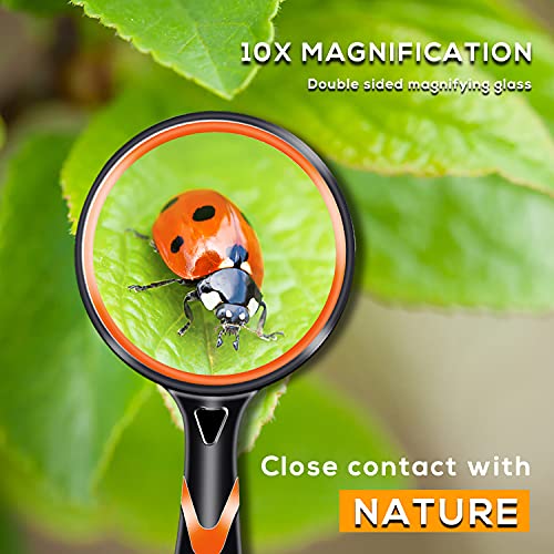 1Pcs Premium 10X Magnifying Glass, Eye Candy Magnifiers For Kids & Seniors Reading For Close Work, 50Mm Shatterproof Magnify Glasses With Non-Slip Soft Rubber Handheld For Elderly Read Insect Nature #TOP5