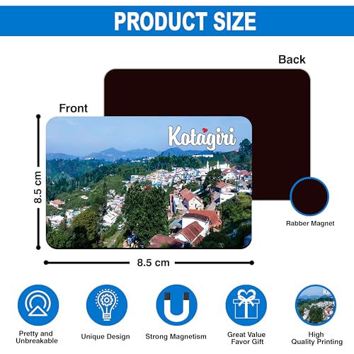 Image of Elegant Fridge Magnet with Themes |Rectangular Size Refrigerator Magnet with Magnetic Rubber Back | Pack of 1, 8.6cm X 5.4cm (Kotagiri)
