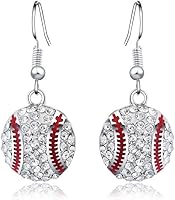 Vista 1 de Aretes colgantes de esmalte de cristal de béisbol y softball para niñas