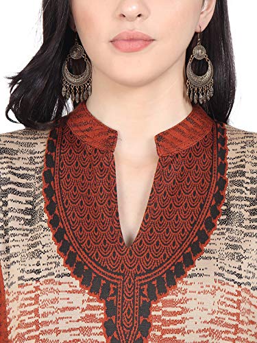 Image of Rosary Women's Embroidered Woolen Kurti with Pockets Warm Full Sleeve Winter Wear