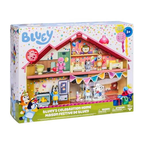 Rocco Giocattoli | Celebration Home de Bluey - o Playset da casa das festas de Bluey com figuras de ação, acessórios e autocolantes
