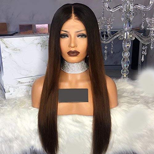Wicca 1b30# Color 13x4 Lace Front Wigs with Baby Hair Long Straight Brazilian Virgin Human Hair Wigs for Women Ombre Brown Color Glueless Lace Wigs with Free Part Hairline