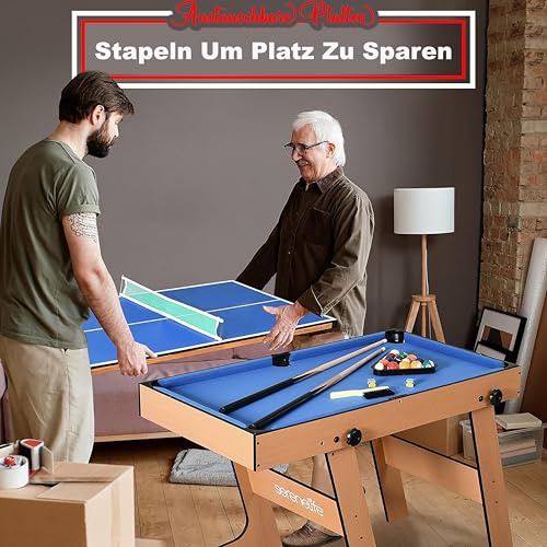 SereneLife 4-in-1/5-in-1 Multifunktionstisch – inkl. Billardtisch, Tischtennisplatte, Tischkicker, Kickertisch, Airhockey Tisch, Shuffleboard & Bowling Tische – Spieltisch Kinder & Erwachsene – Bild 7