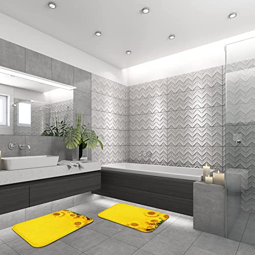 Britimes Sunflower Yellow Bathroom Rug Mat Set Of 2,Washable Cover Floor Rug Carpets Floor Bath Mat Bathroom Decorations 16X24 And 20X32 Inches #TOP3
