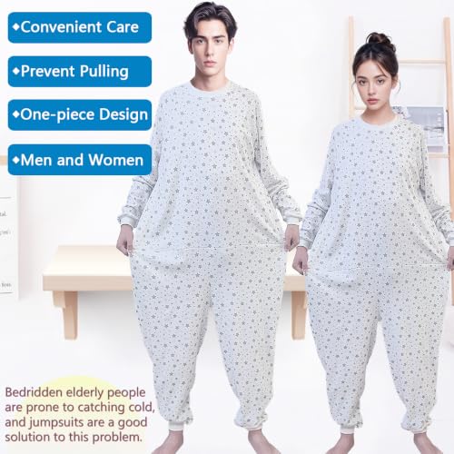 Image of Unisex Jumpsuit with Back-Zipper,Suitable for Incontinence Care,Alzheimer's Patients,Seniors,Dementia Patient