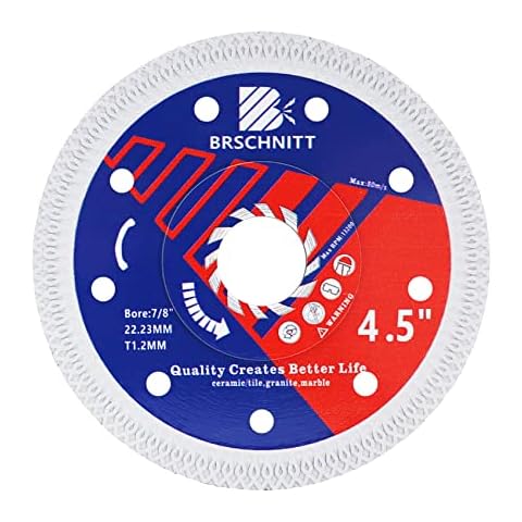 Super Thin Diamond Porcelain Saw Blade with X Teeth,BRSCHNITT 115mm Diamond Cutting Disc with Reinforced Core Center for Dry/Wet Cutting Porcelain Tile Ceramic Marble Granite Cover