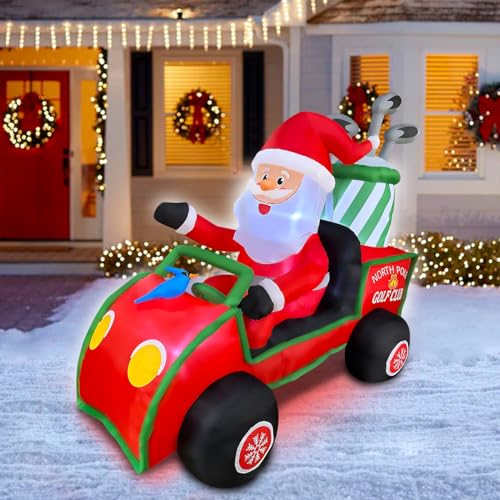 Aufblasbarer Weihnachtsmann im Golfwagen – 1,8 m