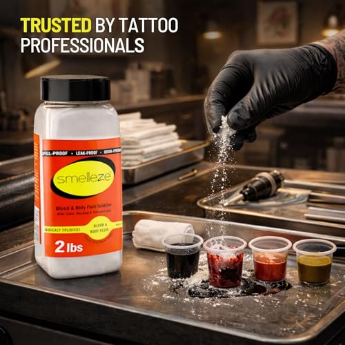 Image of SMELLEZE Vomit Clean Up Powder & Blood Body Fluid Super Absorbent Solidifier Deodorizer: 2 lb. Instantly Absorb & Solidify Urine, Blood & Bio Waste for Medical, Tattoo & Pet Mess Cleanup (Pack of 2)