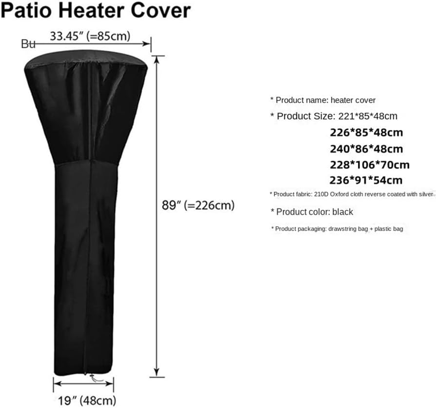 1PCS Outdoor dust Cover, Heater Cover, Garden Courtyard Heater Protection Cover, Waterproof, dustproof, and Sunscreen Cover Size 226 * 85 * 48cm/89 * 33.45 * 19in