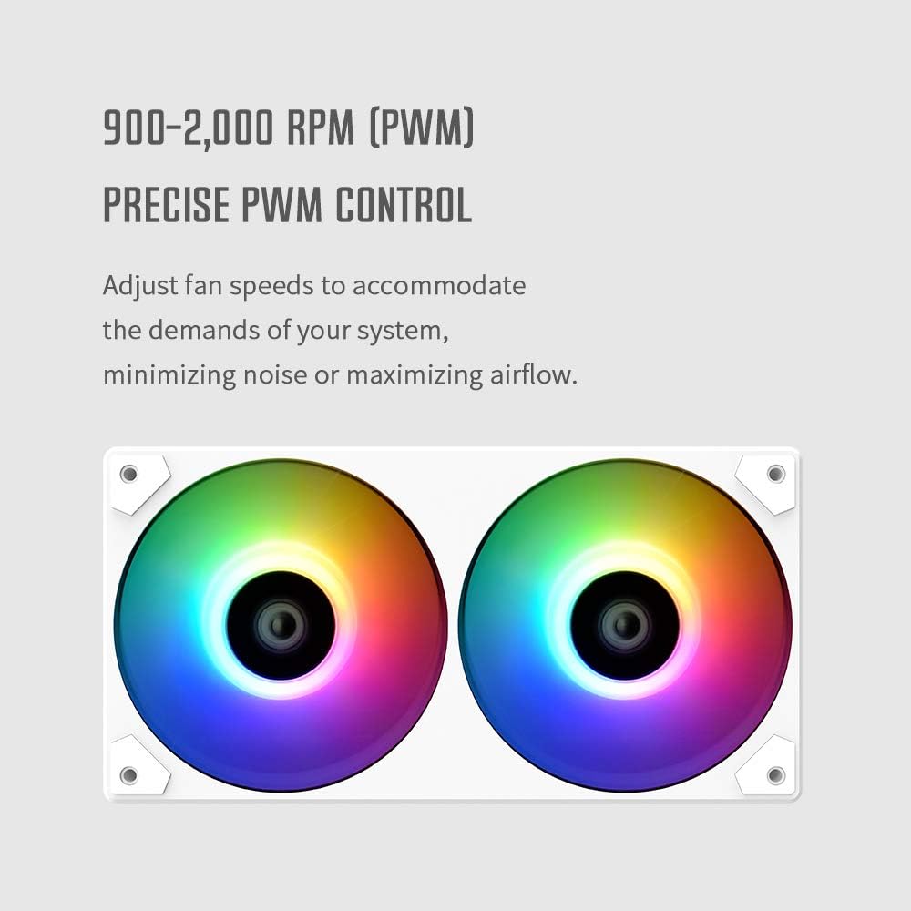 ID-COOLING ICEFAN 240 ARGB Snow, 240mm Case Fan PWM CPU Cooling Fan 2-in-1Addressable RGB Fan 5V 3PIN Connector, Hassle-Free Cable Management Fan for Radiator/PC Chassis