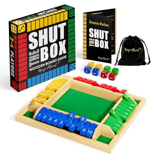 Classic Original Shut The Box Game Wooden Math Dice Board Game 2-4 Players