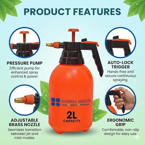 Image of 2 Liter Heavy Duty Pressure Sprayer Pump | Adjustable Nozzle & Safety Pressure Release Valve | Ideal for Garden, Home, and Sanitizing (2 LTR) (Colour May Very)
