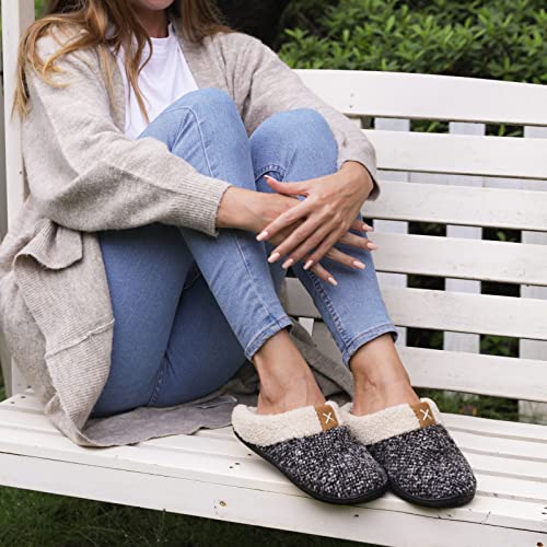 Ultraideas Women's Fuzzy Wool-Like House Shoes With Memory Foam, Gift For Women, Ladies Slippers With Indoor &Outdoor Anti-Skid Rubber Sole (7-8, Grey) #TOP5