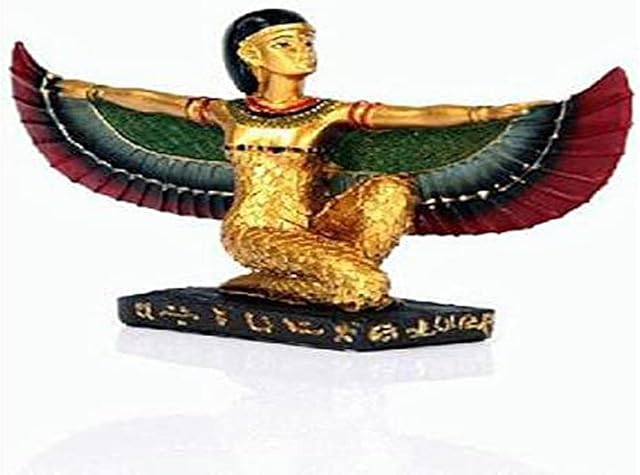 Decorative Gold Egyptian Winged Isis Figurine Kneeling