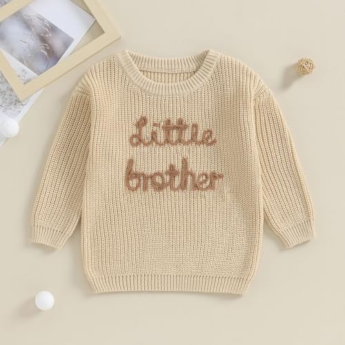 Toddler Baby Girl Boy Long Sleeve Knit Sweater Brothers Sisters Letter Embroidery Round Neck Pullover Fall Winter Tops2