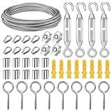 Shirylzee 15M 3mm Stahlseil Set, 304 Edelstahl Drahtseil, Rankhilfen für Kletterpflanzen...