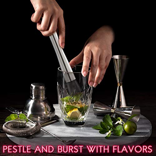 image for Hiware 10 Inch Stainless Steel Cocktail Muddler and Mixing Spoon Home 