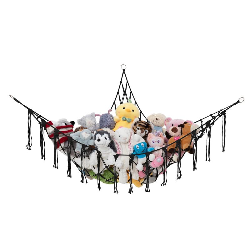 Lilly's Love Hamaca de macramé para almacenamiento de animales de peluche, grande, decoración bohemia de habitación, almacenamiento de juguetes,