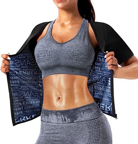 DYUAI Sauna Shrit for Women Short Sleeve Sauna Sweat Vest Sauna Suit,Fitness Slimming Body Shaper Training Vest Workout Hot Waist Trainer Heat Trapping Shirt Top(BH6005,L,01WT) DYUAI Sauna Shrit for Women Short Sleeve Sauna Sweat Vest Sauna Suit,Fitness Slimming Body Shaper Training Vest Workout Hot Waist Trainer Heat Trapping Shirt Top(BH6005,L,01WT)