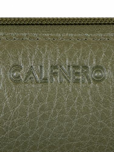 Image of Calfnero Genuine Leather Pen-Case for Men & Women | Premium Green Leather Pencil-Pouch with Zipper | Cylindrical Pen-Holder Organizer for Pen, Pencils & Stationery | Unisex Pen-Sleeve