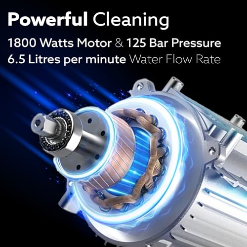 Image of AGARO Icon High Pressure Washer, Car Washer, 1800 Watts Motor, 125 Bars, 6.5L /Min Flow Rate, 8 Meters Outlet Hose, Portable, Car, Bike and Home Cleaning Purpose, Red