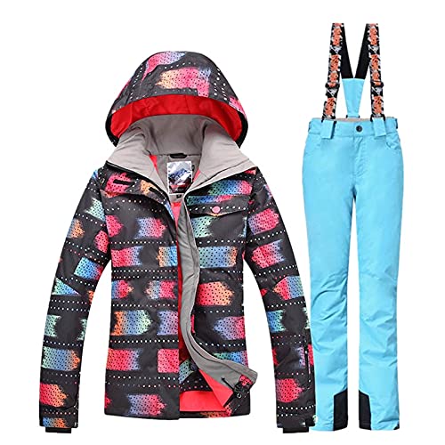 Liudan Kombinezon narciarski damska kurtka narciarska + zestaw spodni narciarskich zimowy kombinezon narciarski outdoorowy kombinezon narciarski górski snowboard wiatroszczelne ubrania kombinezony śnieżne (kolor: 14, rozmiar: S)
