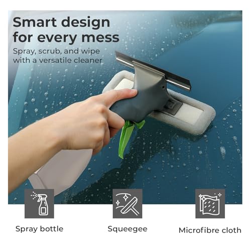 Image of Lifelong 3-in-1 Spray Mop | Clean Shave Car Window Cleaner, Glass Wiper for Mirror & Stove | Refillable Bottle & Reusable Microfiber Pads - Streak-Free Shine