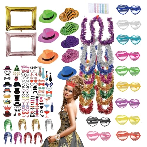 Builrand 147 Piezas Accesorios Photocall Boda,Photobooth frame,fotobox accesorios para el Partido, Boda, Navidad,Cumpleaños del Favor Graduación, Nochevieja, mesa, decoración de fiesta,caja de fotos,