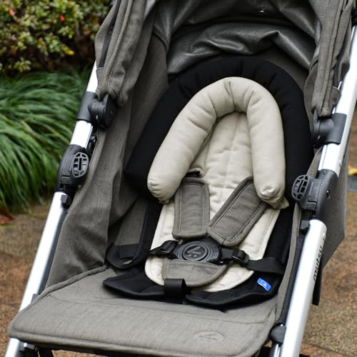 Image of COOLBEBE Breathable 2-in-1 Baby Head & Body Support Insert for Newborns | Extra Soft Car Seat Cushion Pad with Safety Harness Slots, Compatible with Infant Car Seats, Strollers, Black