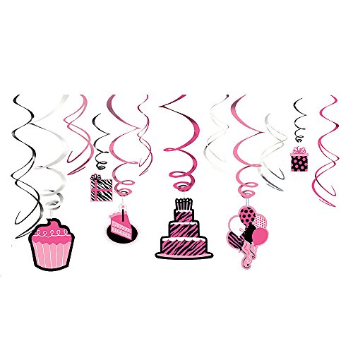 Oh So Fabulous Another Year Fab Hanging Swirl Decorations Zebra Party Supplies