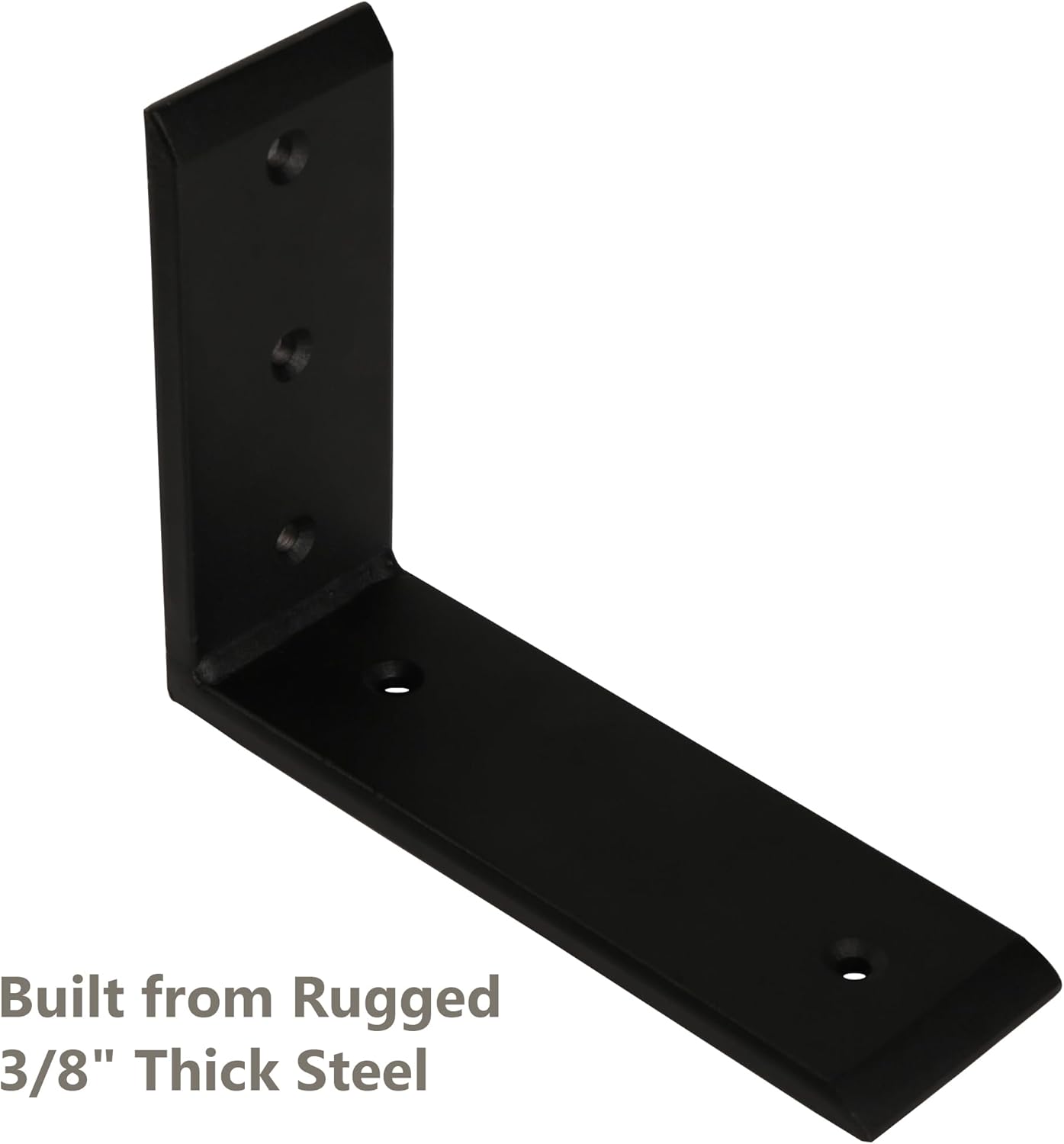 4-Pack 10 Inch Countertop Support Brackets, Heavy Duty L Brackets for Quartz/Wood/Laminate/Granite Countertops | 3/8" Thick Metal Steel | Frosted Black Powder Coated